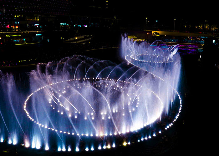 Grande arte moderna musical exterior da fonte, fonte de água 3d com luzes fornecedor